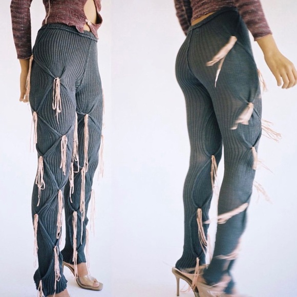 Romance Tassel Pants in Grey/Pink - Picture 1 of 6